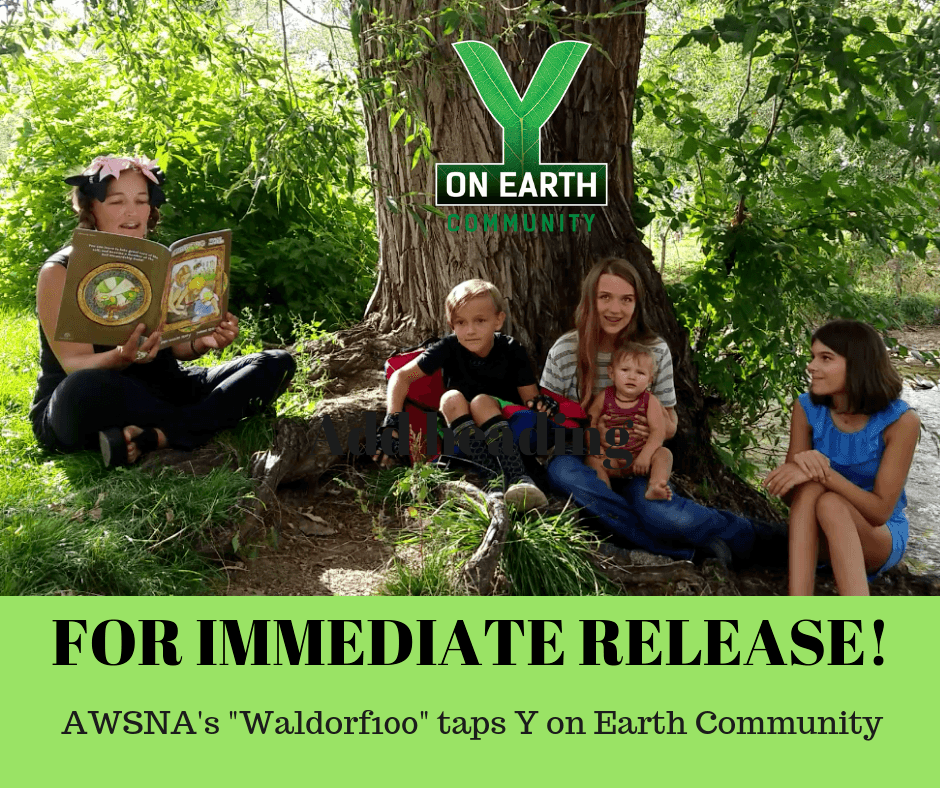 For Immediate Release - AWSNA's Waldorf100 taps Y on Earth Community (Image with family reading Celebrating Soil)